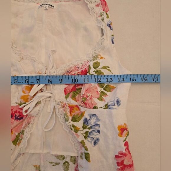 Reformation Rosalie White Floral Linen Top Size 0 - Picture 6 of 9